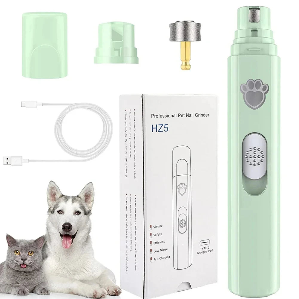 Pet Nail Clipper, Electric Dog Nail Grinder, USB Rechargeable Pet Nail Trimmer Painless with Polisher Wheel for Small/Large Pets