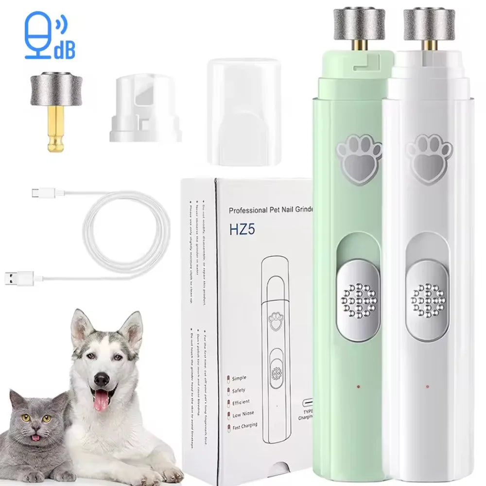 Pet Nail Clipper, Electric Dog Nail Grinder, USB Rechargeable Pet Nail Trimmer Painless with Polisher Wheel for Small/Large Pets