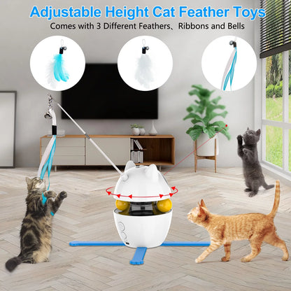 Automatic 3 in 1 Interactive Cat Toy with Laser and Feather for Indoor
