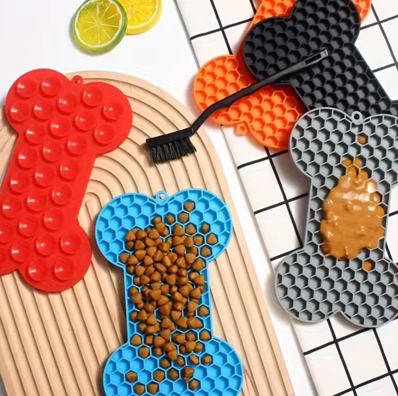 Dog Slow Food Pad Bone Silicone Pet Licking Pad Mat Placemats Pet Supplies Feeding Dog Cats Dogs Supplies