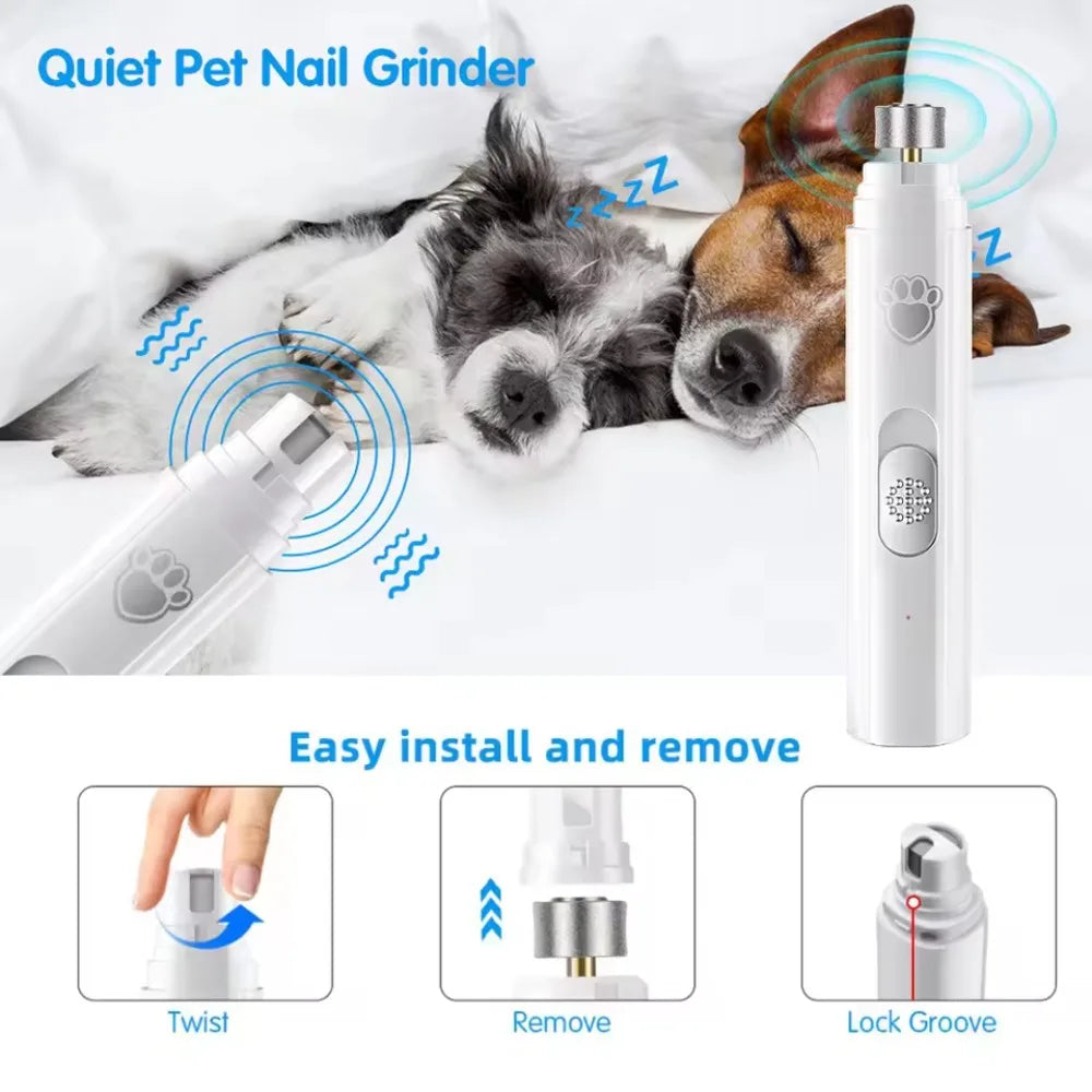Pet Nail Clipper, Electric Dog Nail Grinder, USB Rechargeable Pet Nail Trimmer Painless with Polisher Wheel for Small/Large Pets