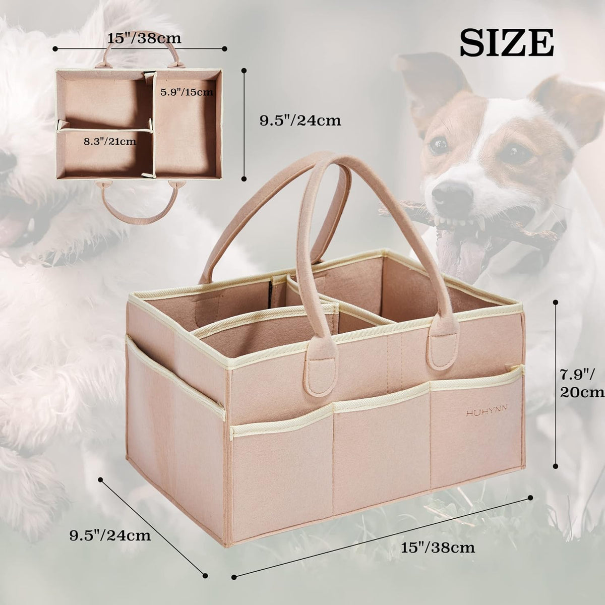 Pet Grooming Tote Bag, Dog Grooming Supplies Organizer Bag, Dog Grooming Bag for Travel Outdoor(Bag ONLY) (Khaki)
