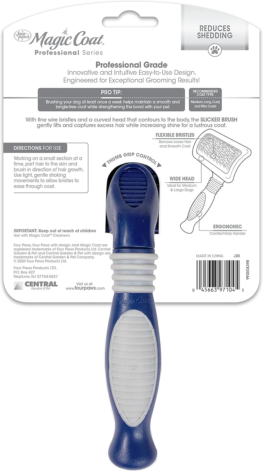 Magic Coat Professional Series Grooming Brush for Dogs & Cats, Reduces Shedding, Stimulates Coat'S Natural Oils, Ergonomic Design, Ideal for Medium, Long, Curly, and Wiry Coats