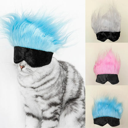 New Cool Pet Wigs Cosplay Props Funny Dogs Cats Pets Clothes Cap Costume Cosplay Cat Dog Hat Party Supplies Halloowen Christmas