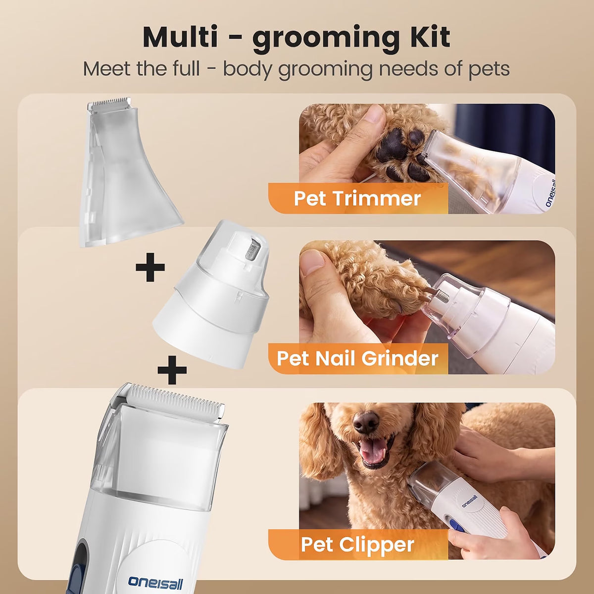 7 in 1 Dog Grooming Kit, Low Noise Pet Grooming Vacuum with 1.5 L Dust Cup, Dog Vacuum for Shedding Grooming, with 7 Professional Grooming Tools for Dogs Cats Pet Hair & Home Car Cleaning