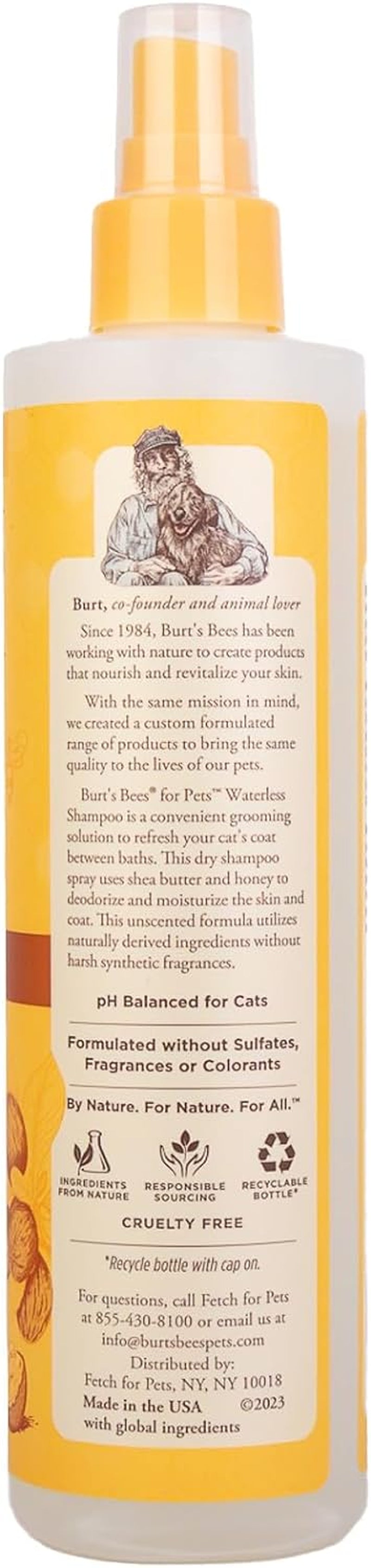 Burts Bees for Pets Waterless Cat Shampoo Spray, 10 Fl Oz