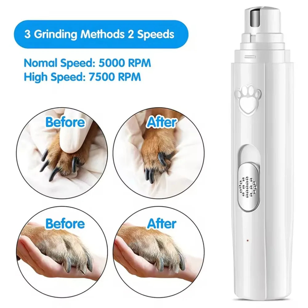Pet Nail Clipper, Electric Dog Nail Grinder, USB Rechargeable Pet Nail Trimmer Painless with Polisher Wheel for Small/Large Pets