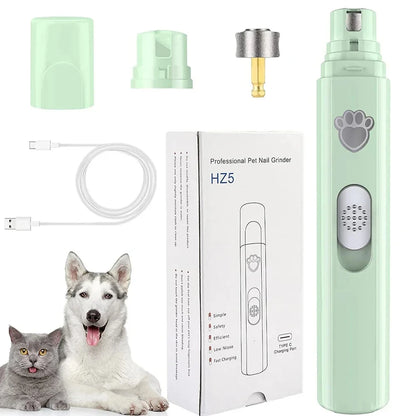 Pet Nail Clipper, Electric Dog Nail Grinder, USB Rechargeable Pet Nail Trimmer Painless with Polisher Wheel for Small/Large Pets