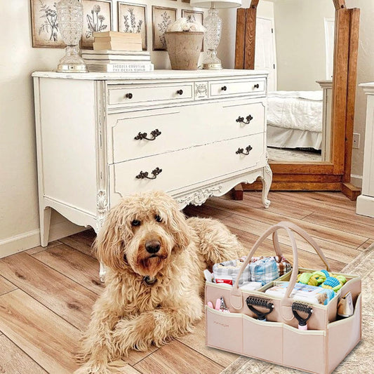 Pet Grooming Tote Bag, Dog Grooming Supplies Organizer Bag, Dog Grooming Bag for Travel Outdoor(Bag ONLY) (Khaki)