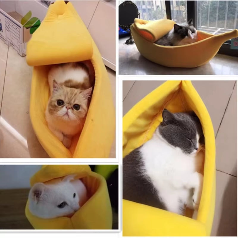 Warm Banana Shaped Dog Cat Bed Cozy Basket Puppy Kittens Cushion Kennel Portable Pet Sleeping Mat Bed Cats Supplies