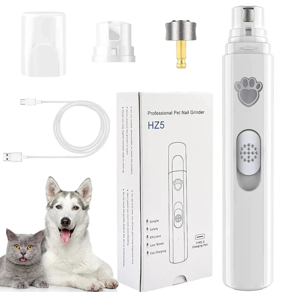 Pet Nail Clipper, Electric Dog Nail Grinder, USB Rechargeable Pet Nail Trimmer Painless with Polisher Wheel for Small/Large Pets